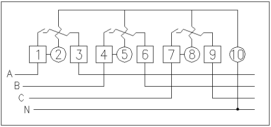 DH79-W1型三相導軌式電力監測儀三相四線直接式線路圖