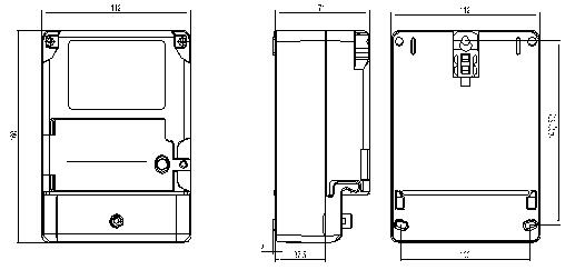 DDZY9898單相費控智能電能表安裝尺寸圖